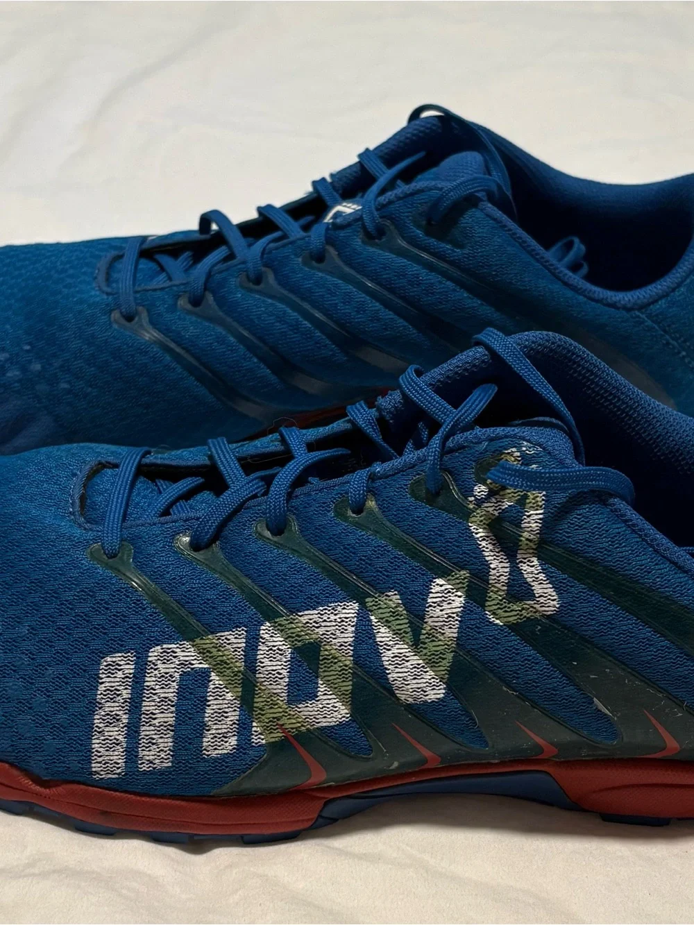 Inov-8 Men's F Lite 195 Deep Blue Athletic Running Shoes with Red Accents